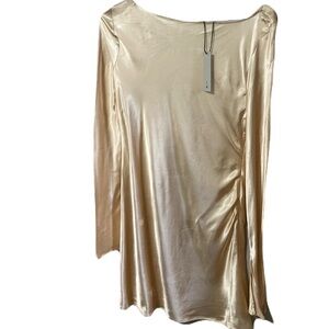 Zara Long Sleeve Satin Dress - Cream